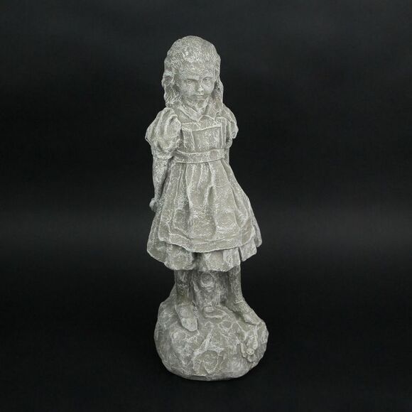 Alice in Wonderland Light Gray Finish Solid Cement Statue 19.5 Inches High - Picture 4 of 5